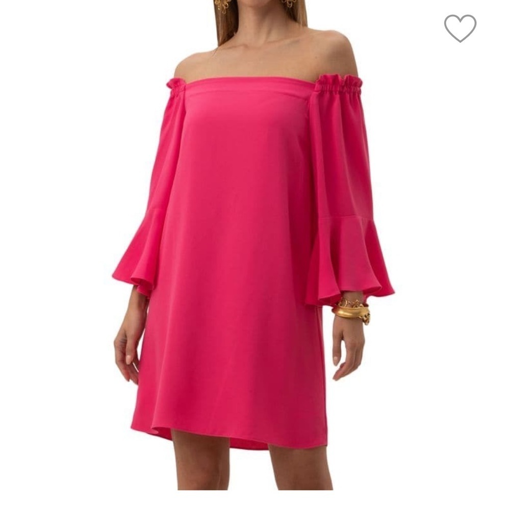 NWT Trina Turk Off-Shoulder Pink Bell Sleeve Dress XS